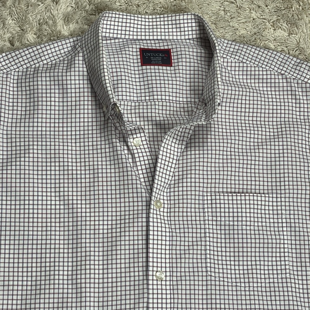 Untuckit Wrinkle Free Men's Button Down Shirt, 100% Cotton, Size XXL